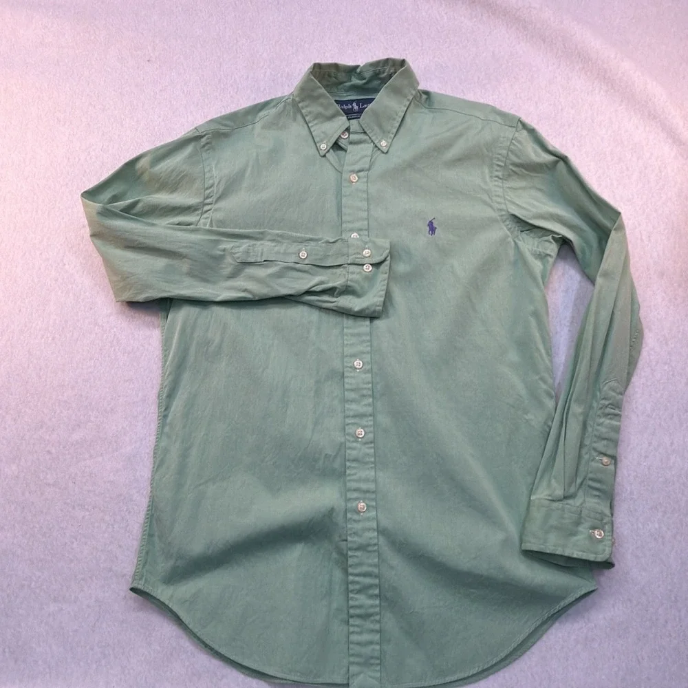 Polo Ralph Lauren Men Green Classic Fit LS Shirt Size 15 32/33